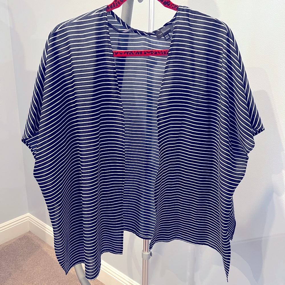 The Limited navy & white striped kimono/cardigan
